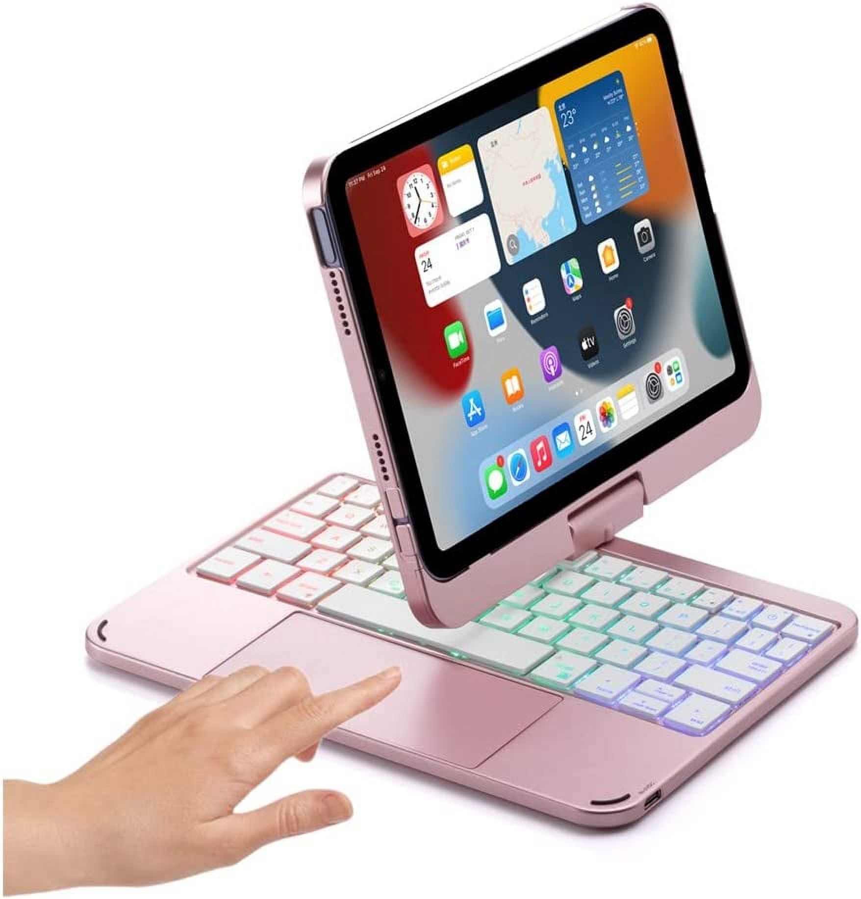 360° Rotatable Touch Keyboard for iPad Mini 6th Generation Backlight Keyboard Built‑in Trackpad, Bluetooth Foldable Keyboard Cover for iPad Mini 6 2021